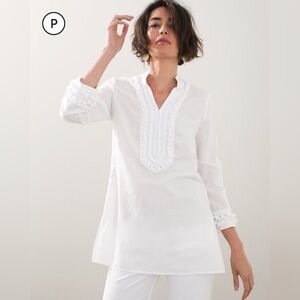 CHICO'S Linen-Blend Embellished Kurta